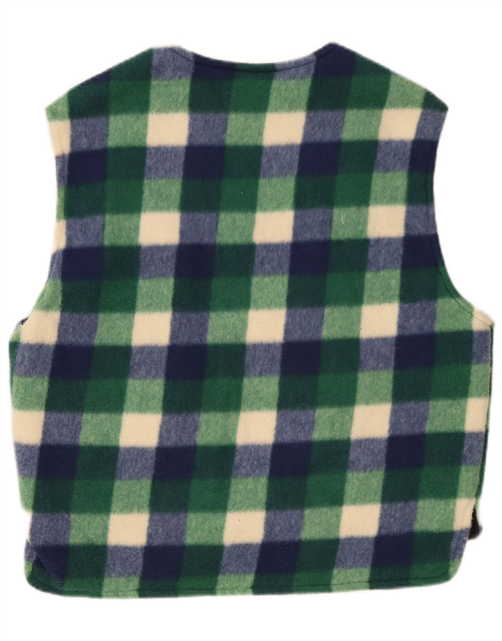 Vintage Herren Fleeceweste UK 38 Mittelgrünes Gingham-Polyester