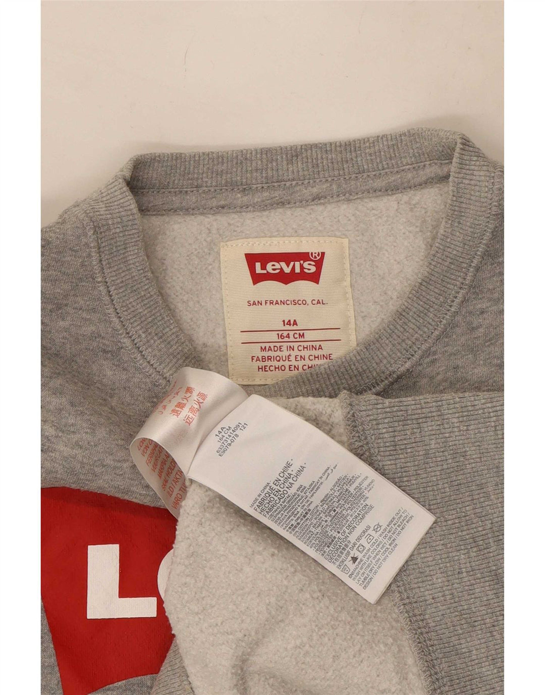 Levi's Jungen-Sweatshirt mit Grafik, 13–14 Jahre, grau gefleckte Baumwolle