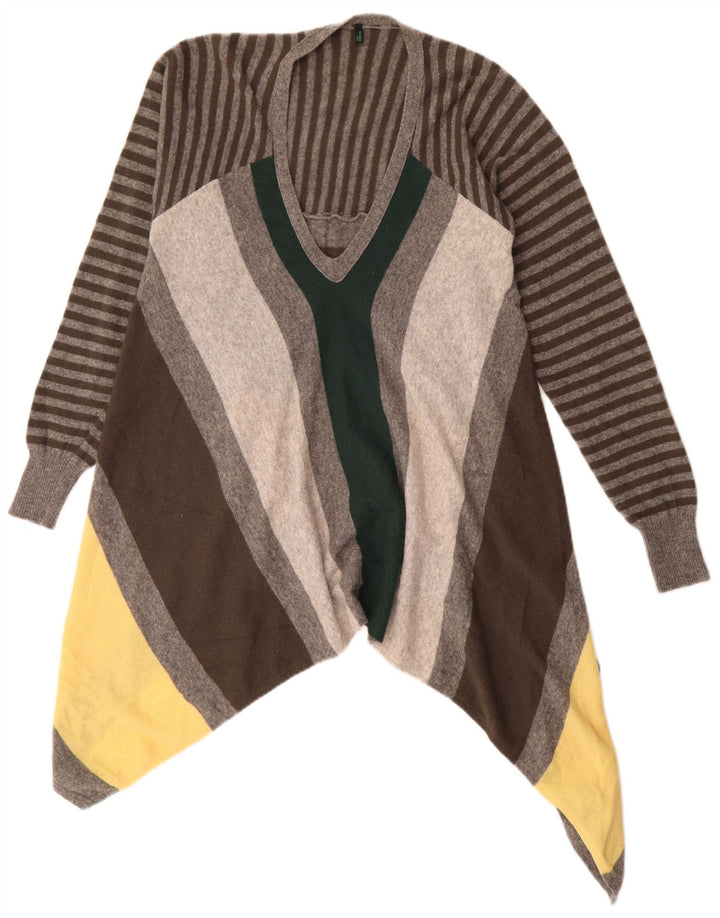 Benetton Damen-Pullover mit V-Ausschnitt, Gr. 10, Größe S, mehrfarbig, gestreift