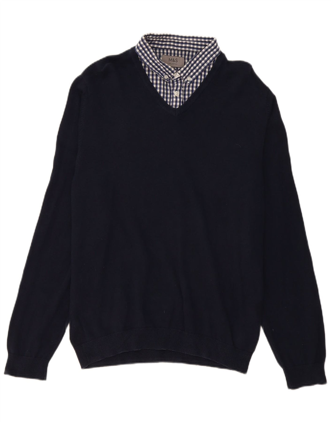 Marks & Spencer Herren-Pullover mit Rollkragen, groß, marineblau, kariert