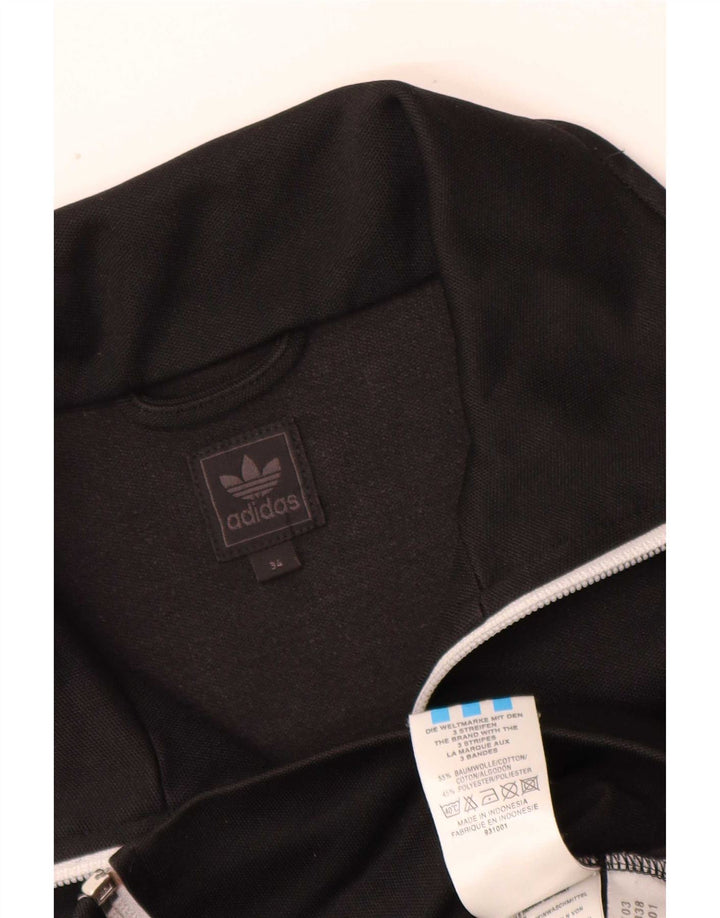 Adidas Damen Trainingsanzug Top Jacke EU 34 XS Schwarz Baumwolle