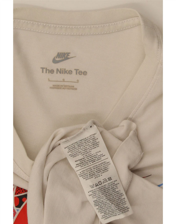 Nike Herren-T-Shirt mit Grafik, groß, aus Baumwolle in gebrochenem Weiß
