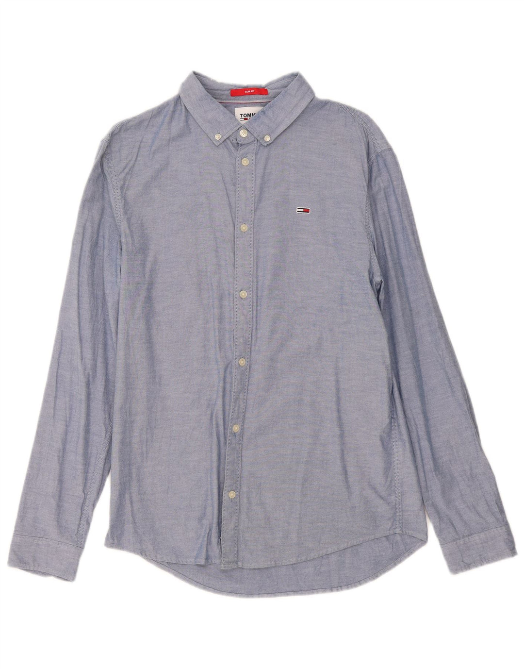 Tommy Hilfiger Herren-Slim-Fit-Hemd, groß, aus blauer Baumwolle