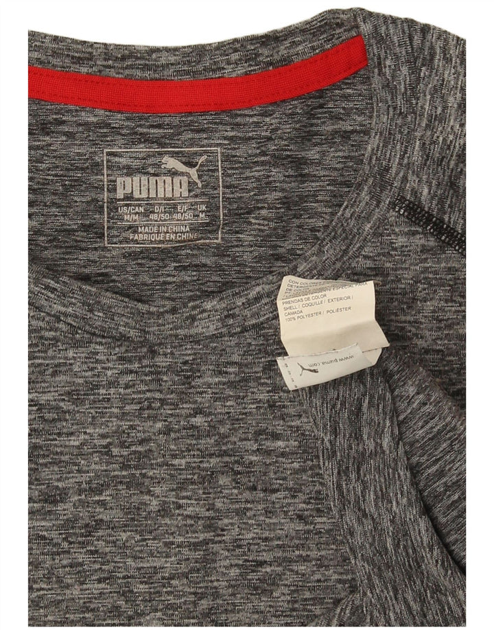 Puma Herren-T-Shirt-Oberteil aus mittelgrau meliertem Polyester