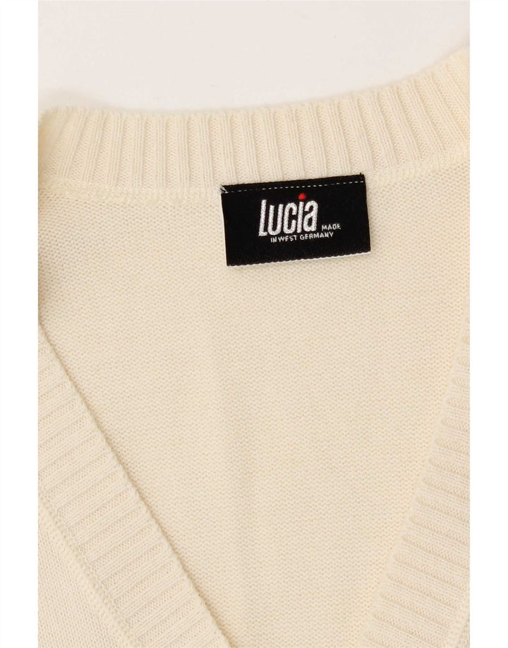 Lucia Damen-Cardigan-Pullover UK 14 Medium Off White Polyacryl