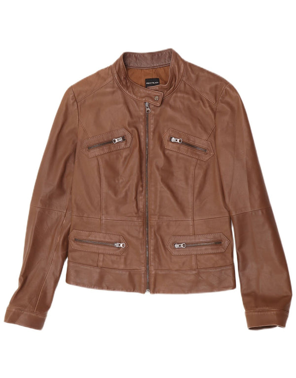 Penny Black Damen Lederjacke UK 12 Mittelbraunes Lammleder