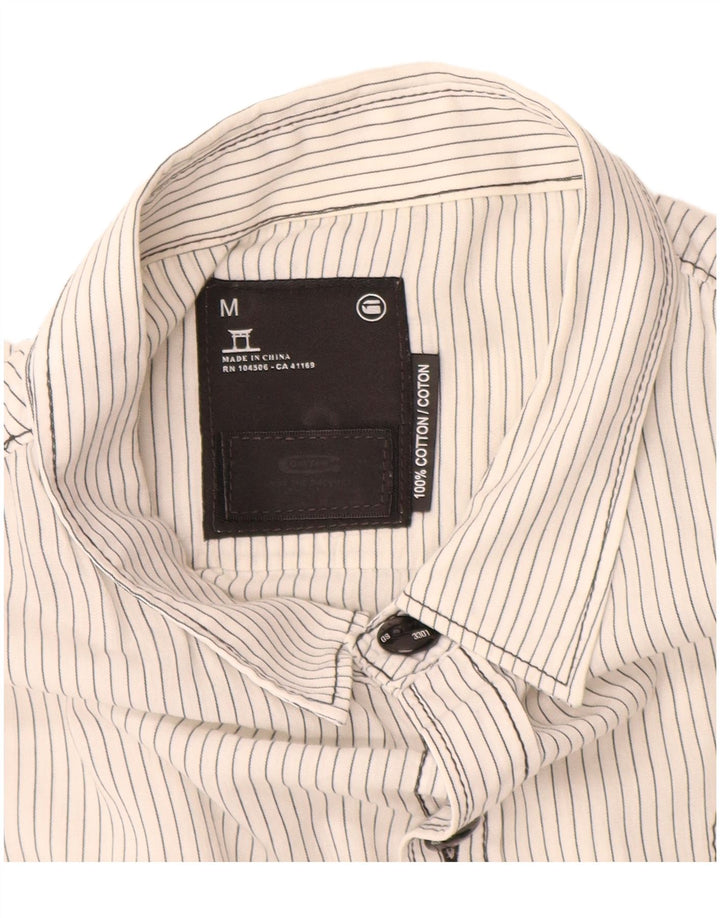 G-Star Damen Graphic Shirt UK 14 Mittelweiße Nadelstreifen-Baumwolle