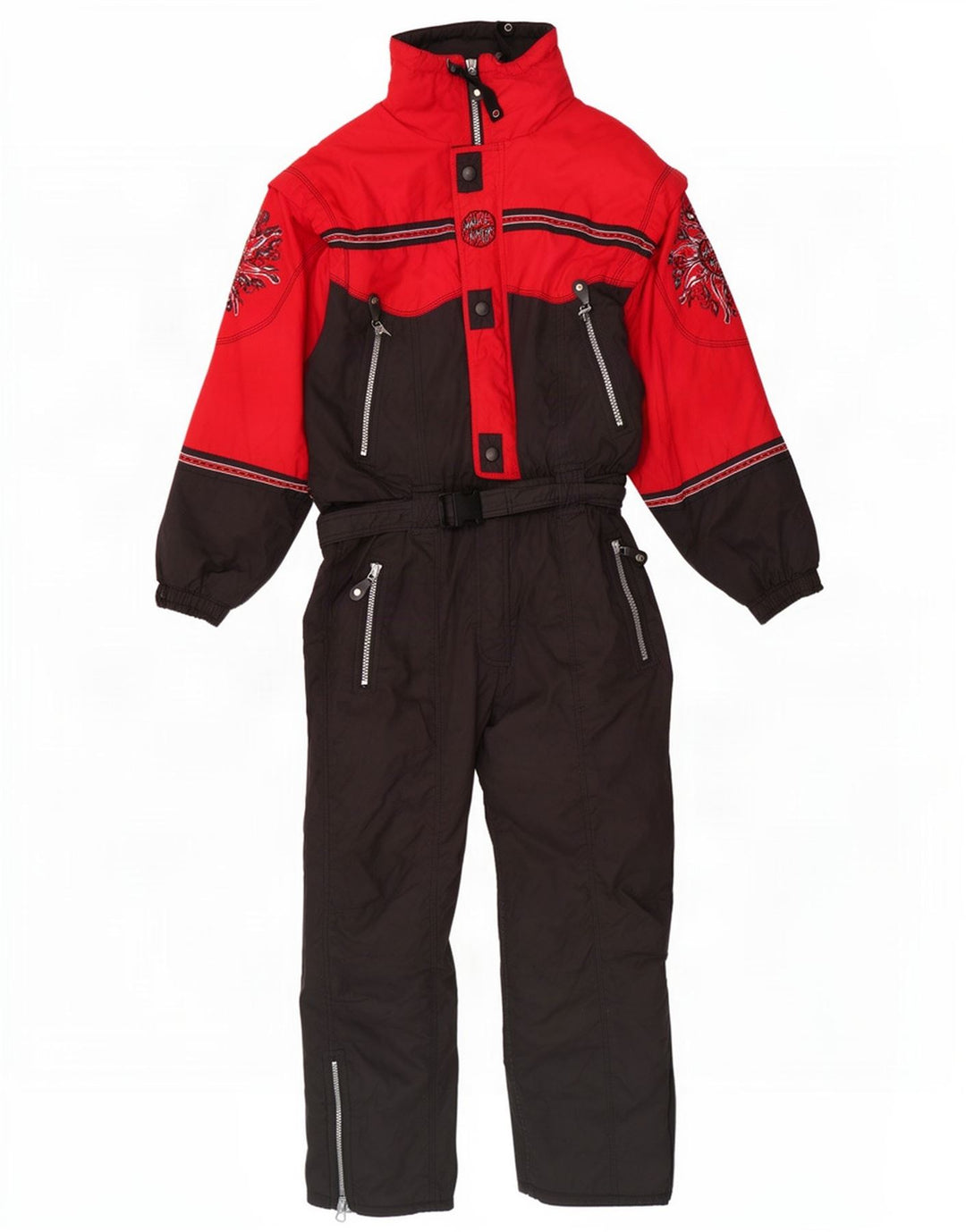 Killtec Herren-Skioverall mit grafischer Kapuze, großes rotes Farbblock-Polyester