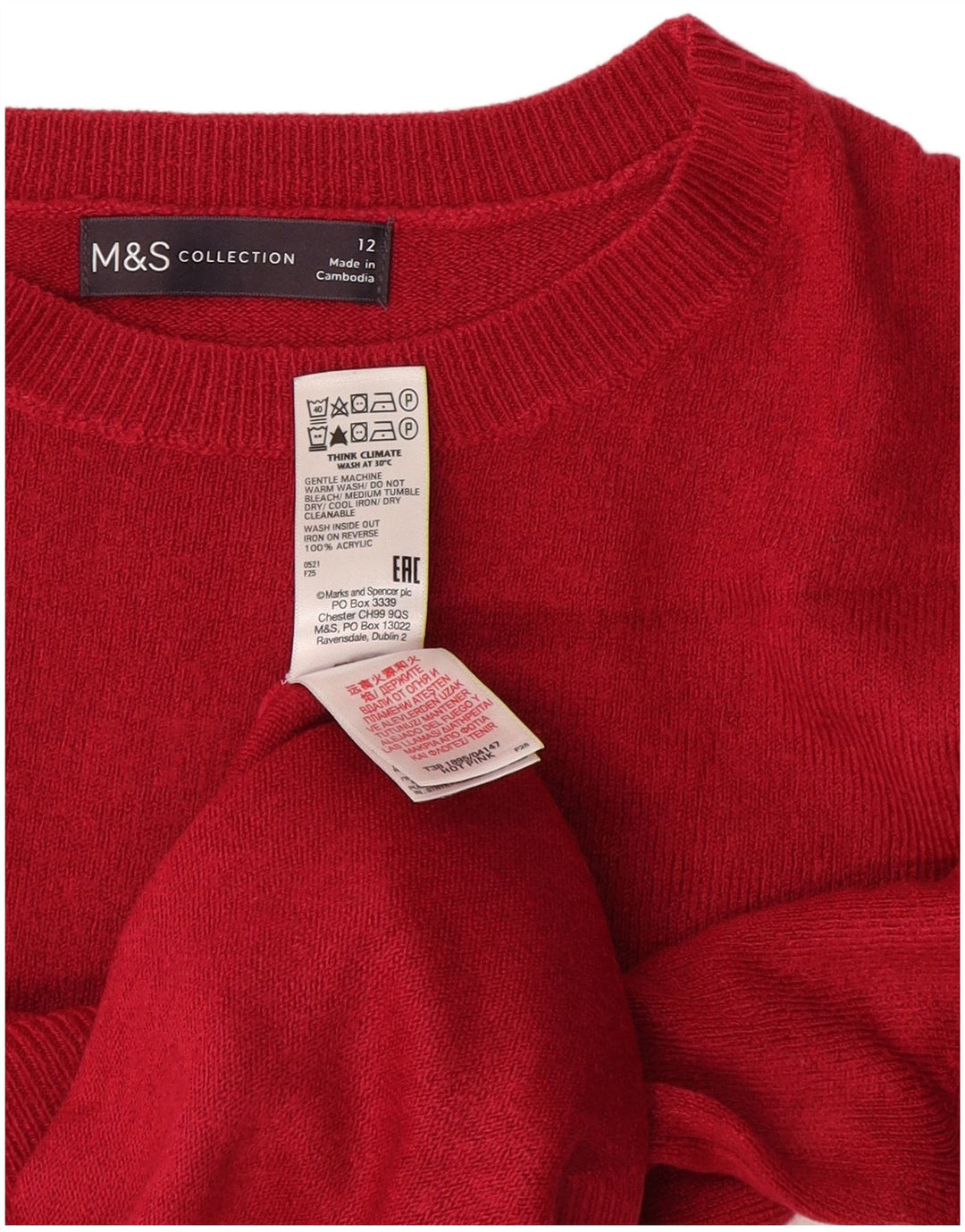 Marks & Spencer Damen Crop Pullover mit U-Boot-Ausschnitt, Gr. 12, Mittelrot