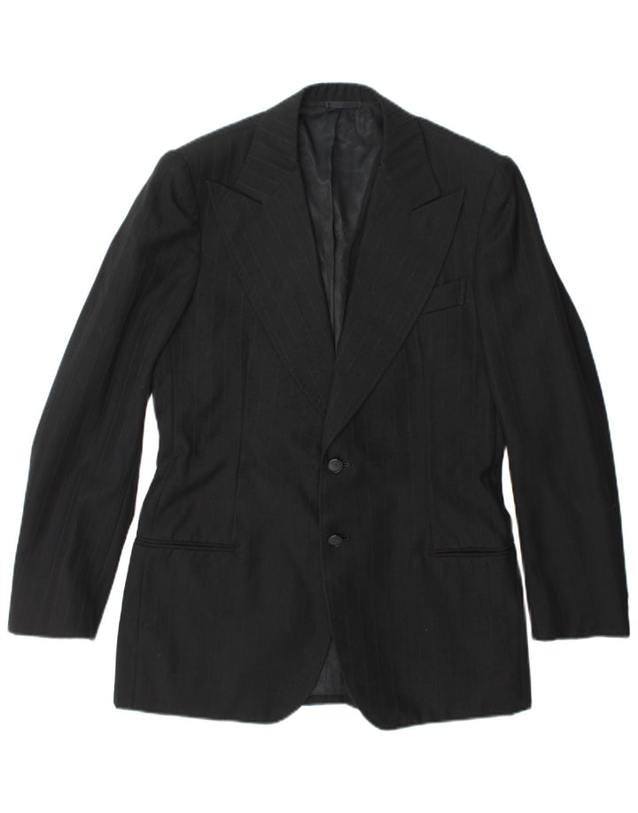 Vintage Herren 2-Knopf-Blazerjacke UK 36 Small Schwarz gestreift