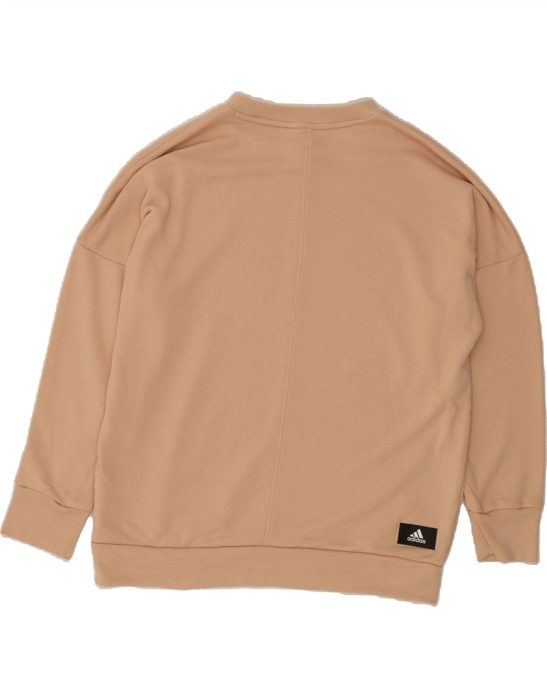 ADIDAS Womens Oversized Graphic Sweatshirt Jumper UK 12/14 Medium Beige Vintage Adidas and Second-Hand Adidas from Messina Hembry 