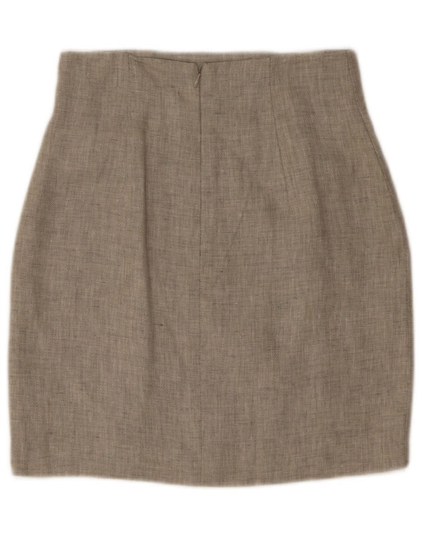 Erreuno Damen Mini-Bleistiftrock mit hoher Taille IT 42 Medium W27 Graues Leinen
