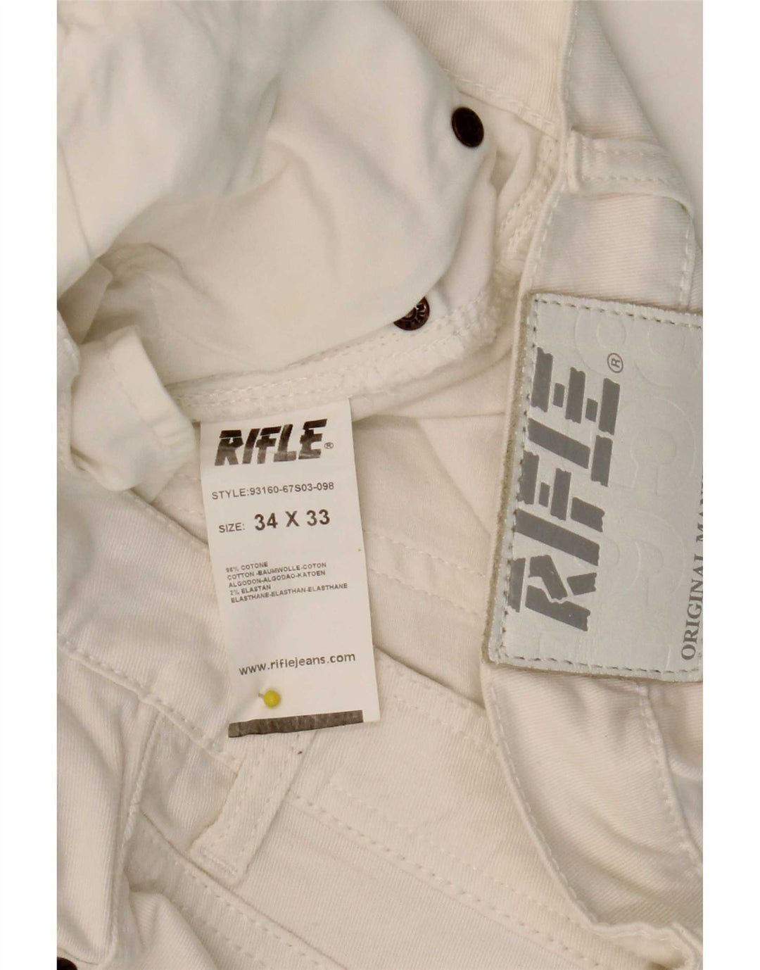 Rifle Damen Straight Jeans W34 L28 Weiße Baumwolle