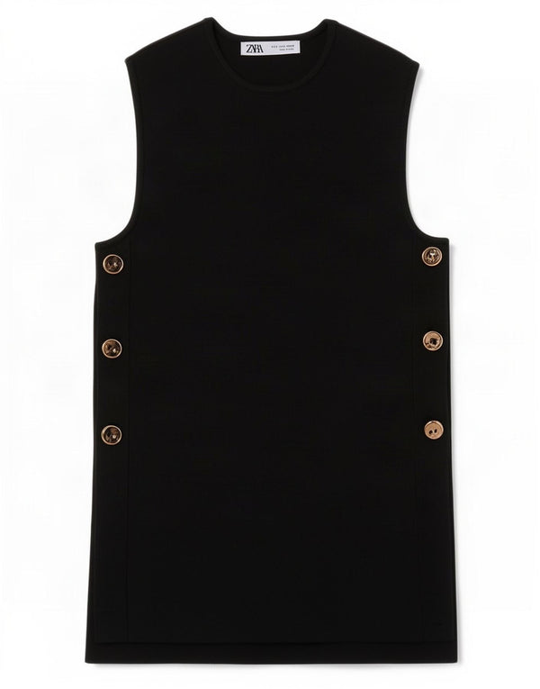Zara Damen Weste Top UK 10 Small Schwarz Polyester