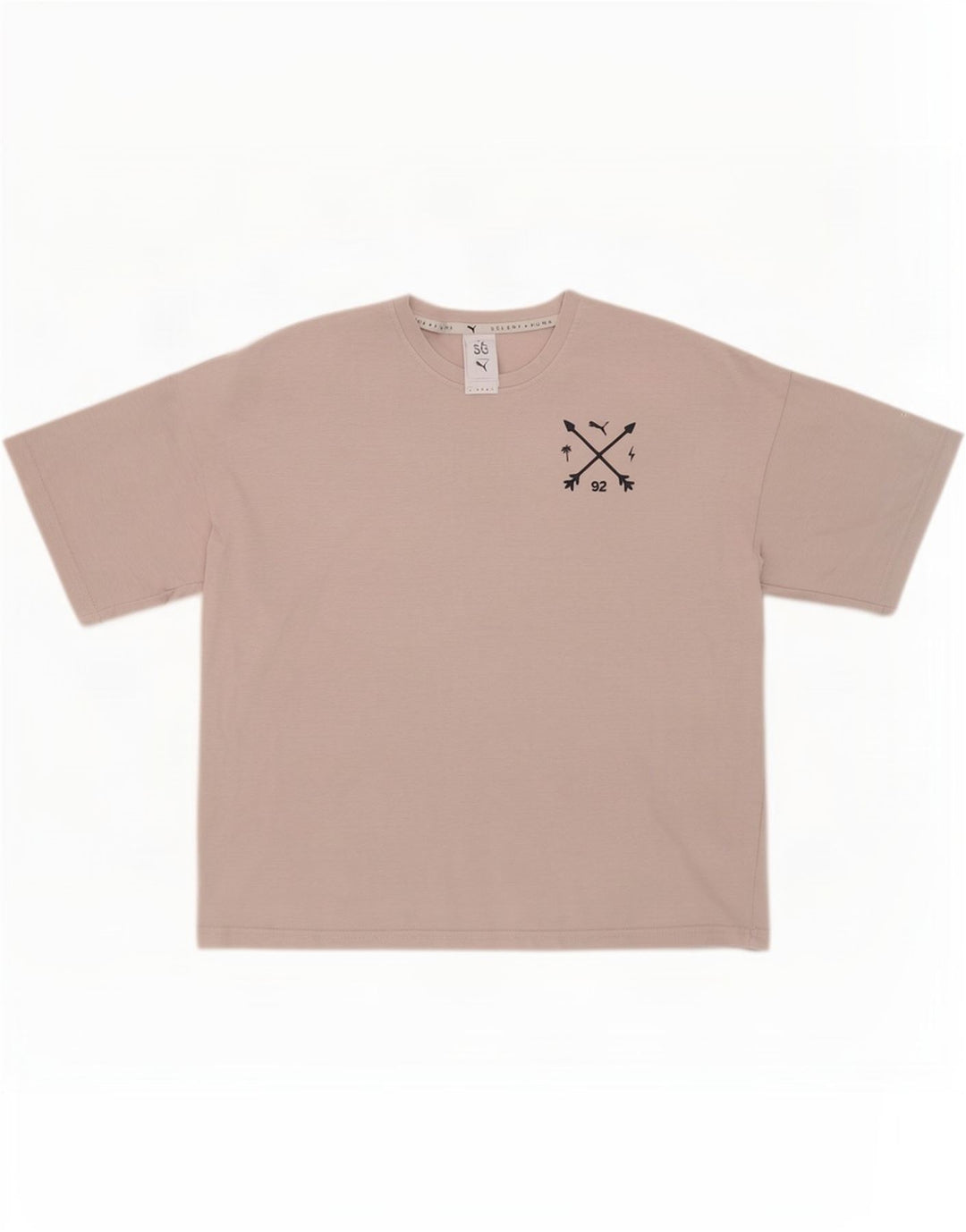 Puma Damen Selena Übergroßes Grafik-T-Shirt-Oberteil UK 12 Mittelgrau