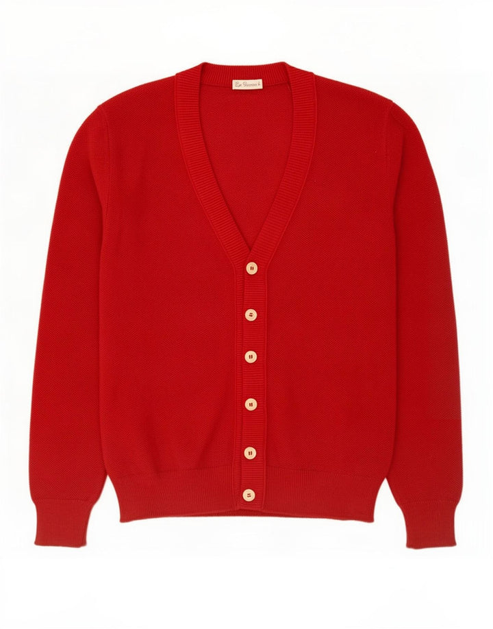 Vintage Herren Cardigan Pullover Mittelrote Wolle
