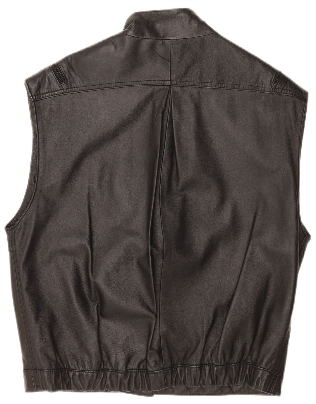 Vintage Damen-Lederweste mit lockerer Passform, EU 38, Mittelschwarz