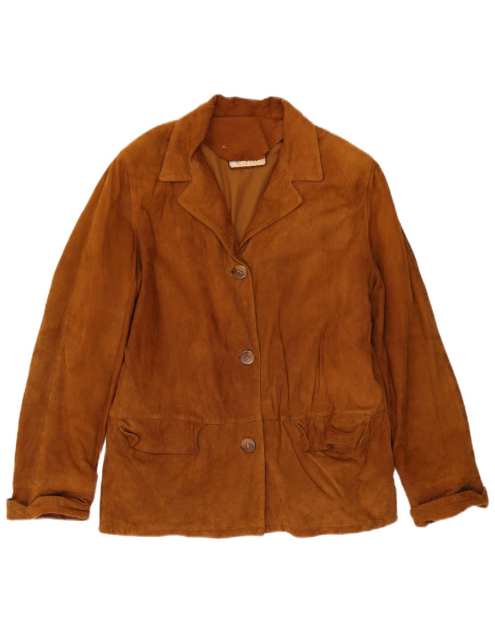 L.Lambertazzi Damen 3-Knopf-Wildleder-Blazerjacke IT 44 Mittelbraun