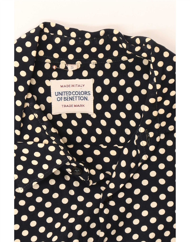 Benetton Herrenhemd, klein, marineblau, gepunktet