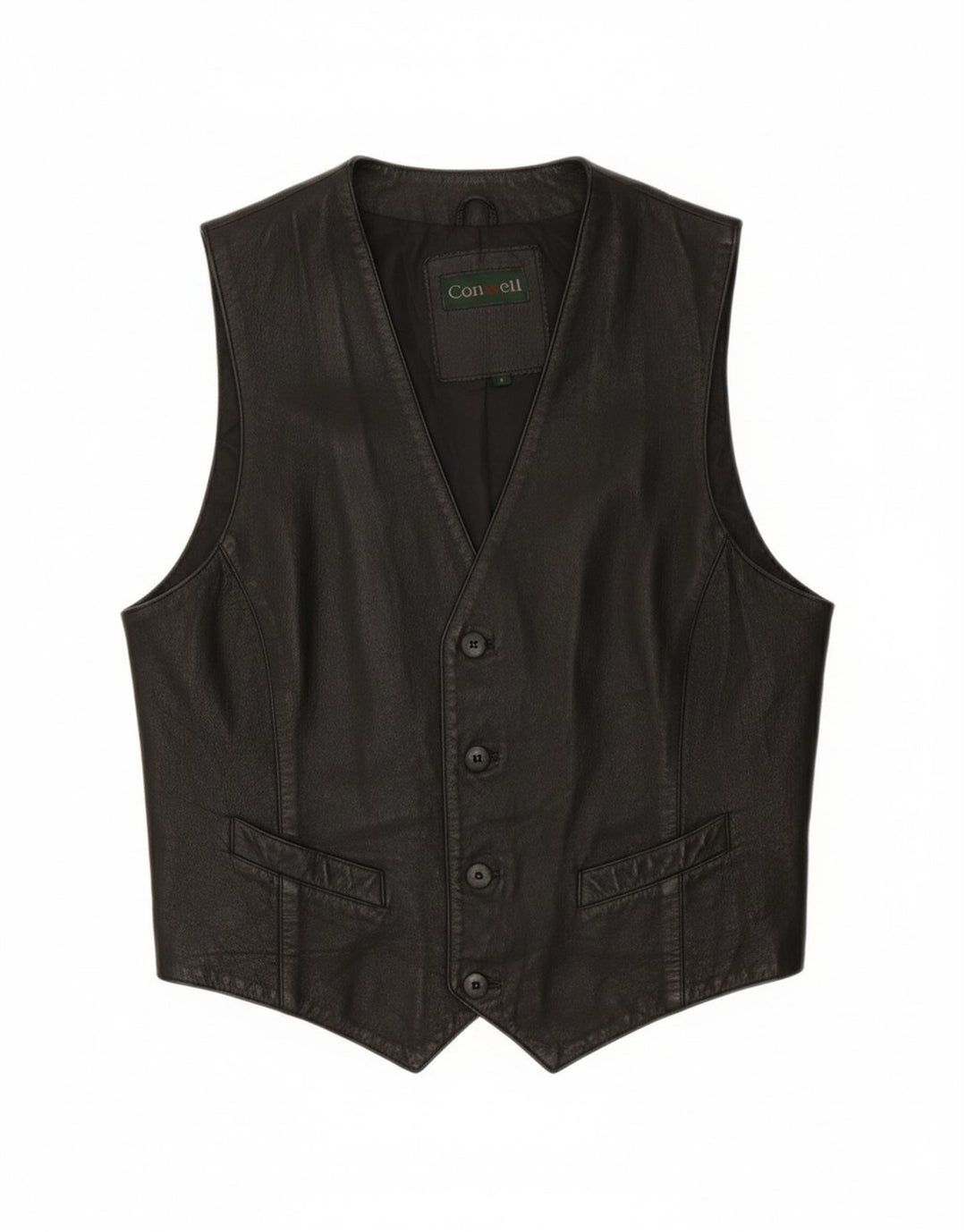 CONWELL Mens Leather Waistcoat Small Black Leather