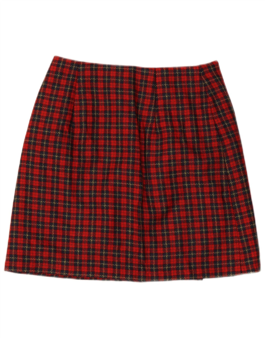 Vintage Damen Mini Wickelrock IT 42 Medium W28 Rot karierte Schurwolle