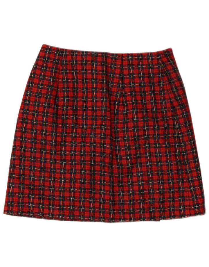 Vintage Damen Mini Wickelrock IT 42 Medium W28 Rot karierte Schurwolle