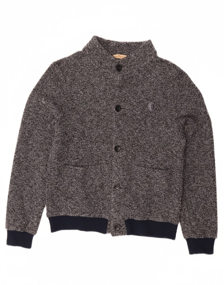 TRUSSARDI JUNIOR Boys Knit Bomber Jacket 11-12 Years Navy Blue Flecked