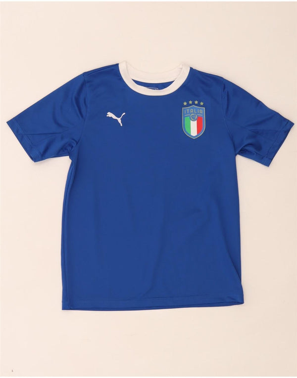 Puma Italia T-Shirt für Jungen, 11–12 Jahre, blaues Farbblockdesign