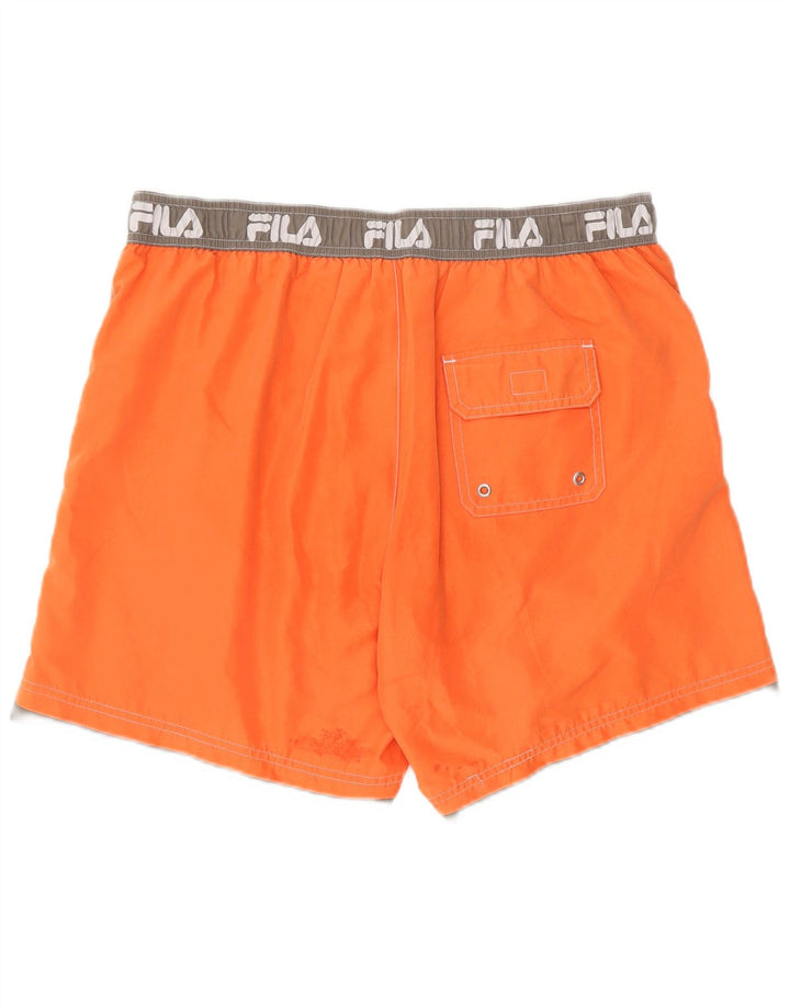 Fila Herren-Badeshorts mit Grafik, groß, orangefarbenes Farbblock-Polyester