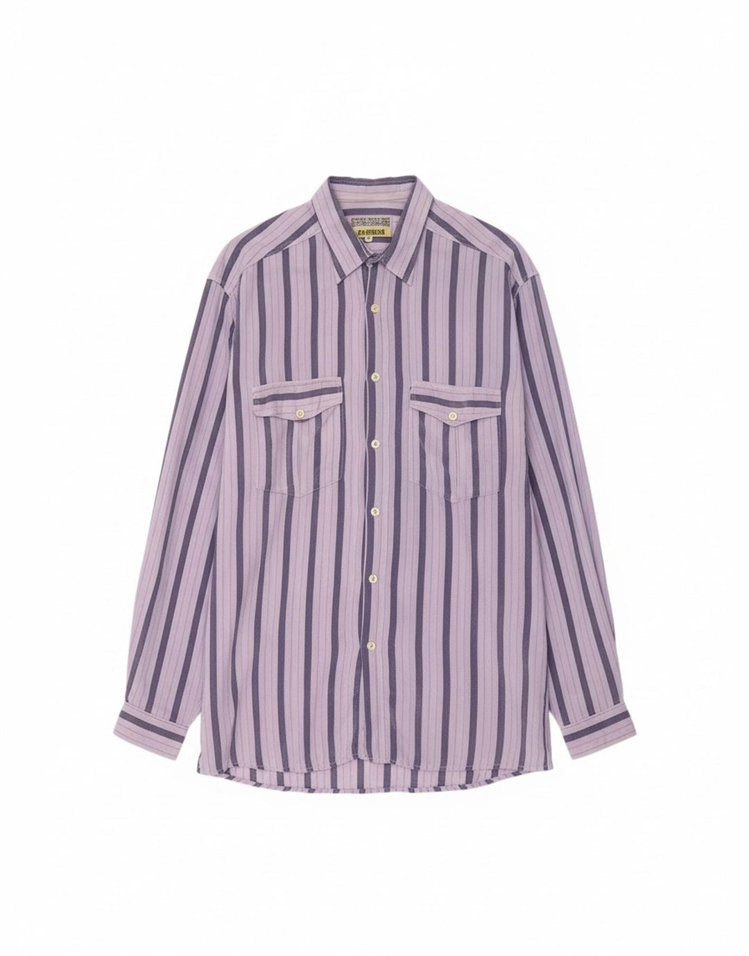 VINTAGE Mens Shirt Large Purple Striped Cotton