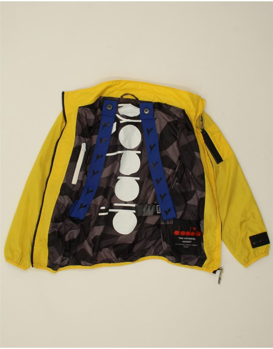 DIADORA Boys Rain Jacket 7-8 Years Large Yellow Nylon Vintage Diadora and Second-Hand Diadora from Messina Hembry 
