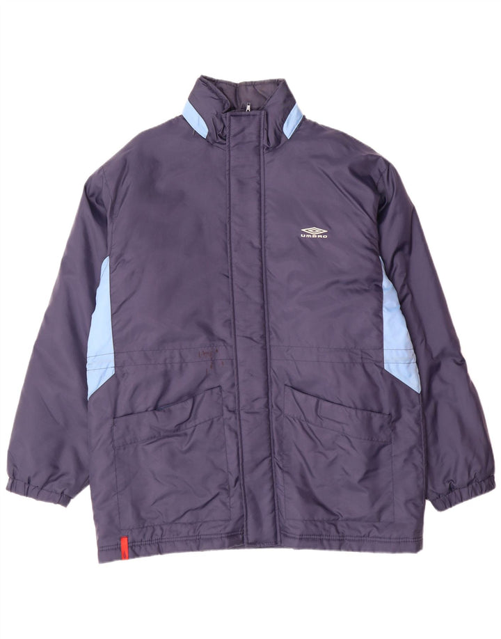 UMBRO Herren-Mantel mit Kapuze, gepolstert, UK 38, Mittel, Marineblau, Colourblock-Nylon
