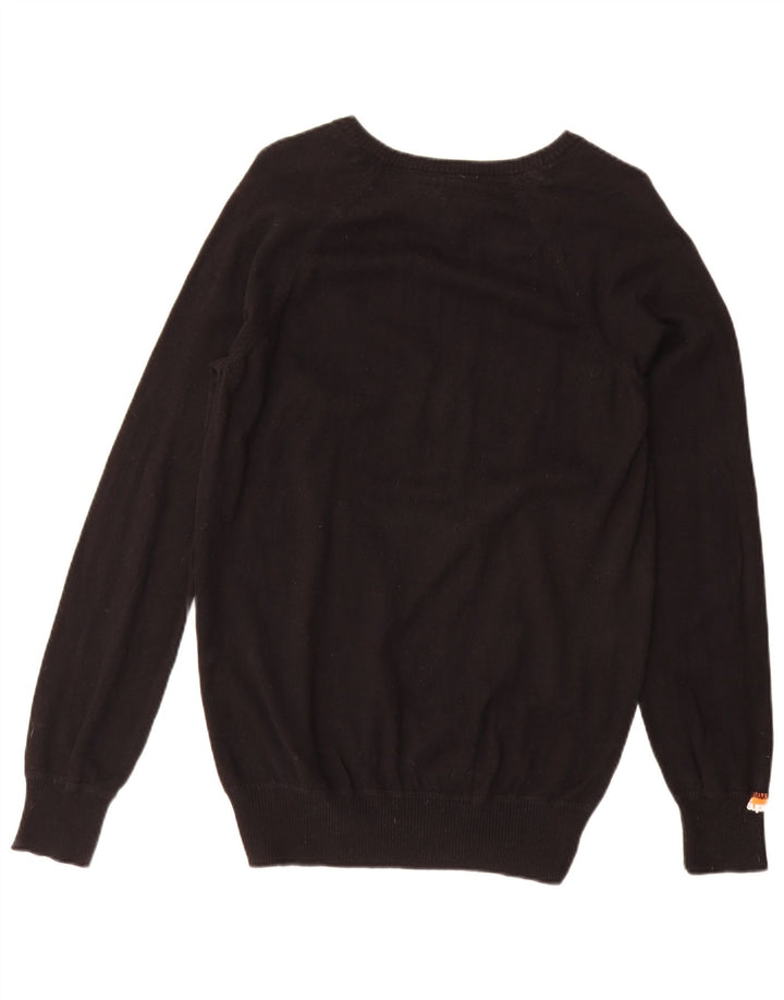 Superdry Herren-Pullover mit V-Ausschnitt, groß, aus schwarzer Baumwolle