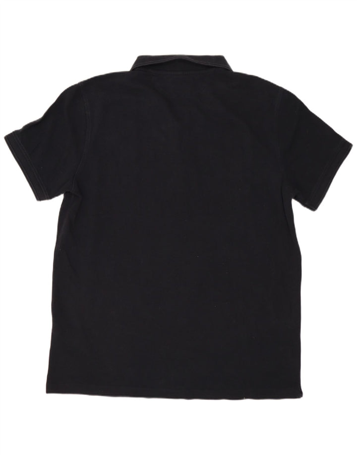 Massimo Dutti Herren-Poloshirt, groß, schwarze Baumwolle