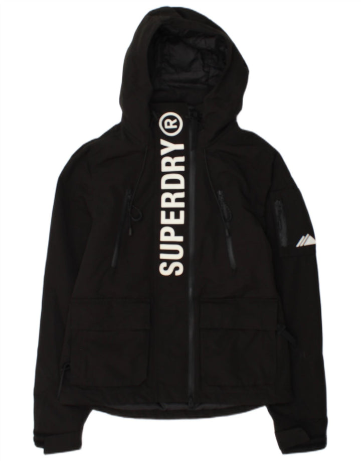 Superdry Damen-Windbreakerjacke mit Kapuze, UK 10, Größe S, Schwarz, Polyester