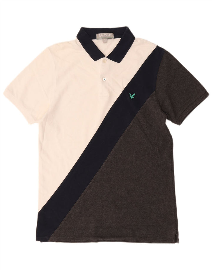Lyle & Scott Herren-Poloshirt aus mittelweißer Colourblock-Baumwolle