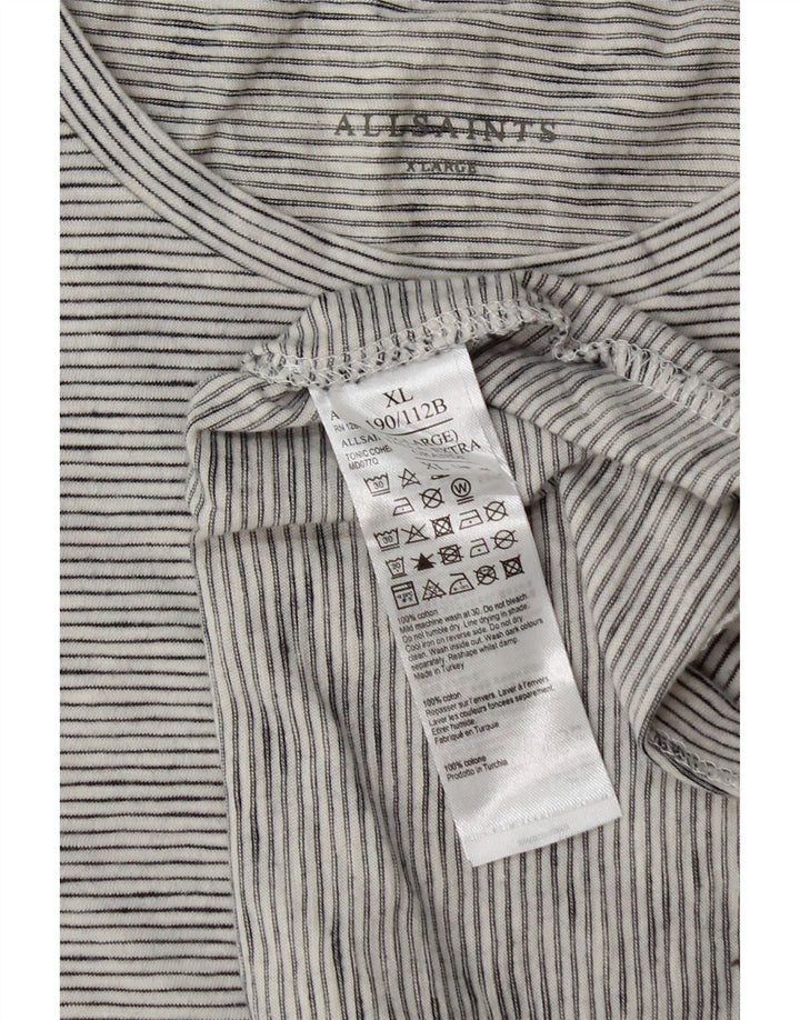 All Saints Herren T-Shirt Top XL grau gestreift aus Baumwolle