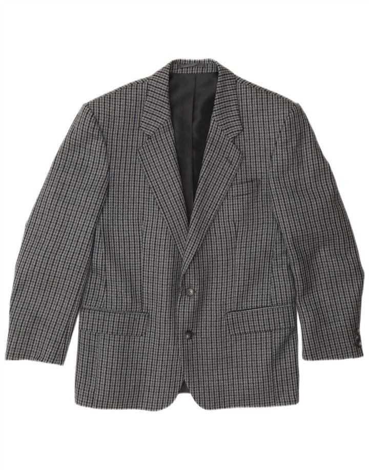 Kilmaine Herren-Blazer mit 2 Knöpfen, UK 38, mittelgraue Wolle mit Hahnentrittmuster