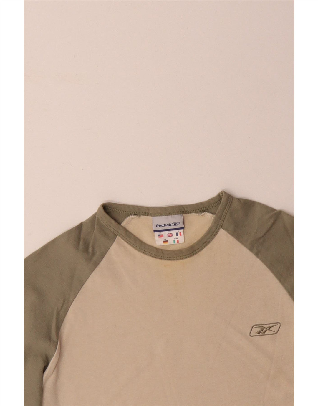 REEBOK Herren-Top mit langen Ärmeln, XS, Beige, Colourblock-Baumwolle