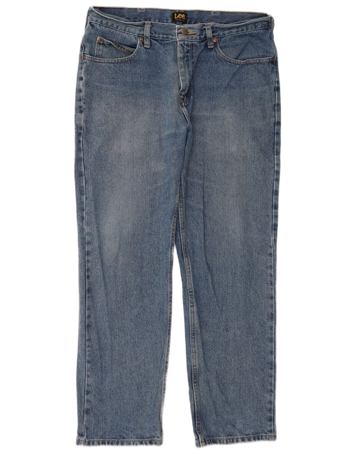 Lee Herren Straight Jeans W34 L29 Blaue Baumwolle