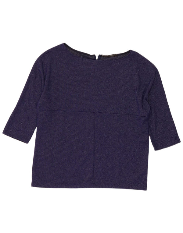 Zara Damen-Top, 3/4-Ärmel, UK-Größe 44, Größe L, Marineblau, Polyester