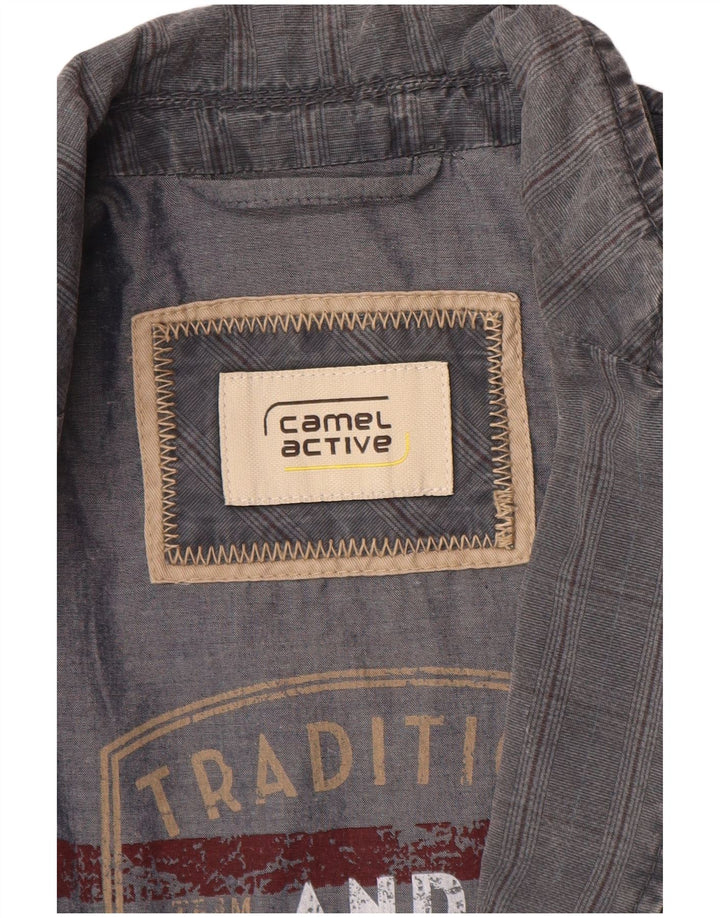 CAMEL ACTIVE Herren-Blazer mit 2 Knöpfen, IT 48, mittelblau karierte Baumwolle