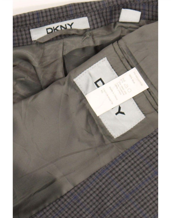 DKNY Mens 2 Button Blazer Jacket UK 42 XL Grey Check Wool Vintage Dkny and Second-Hand Dkny from Messina Hembry 