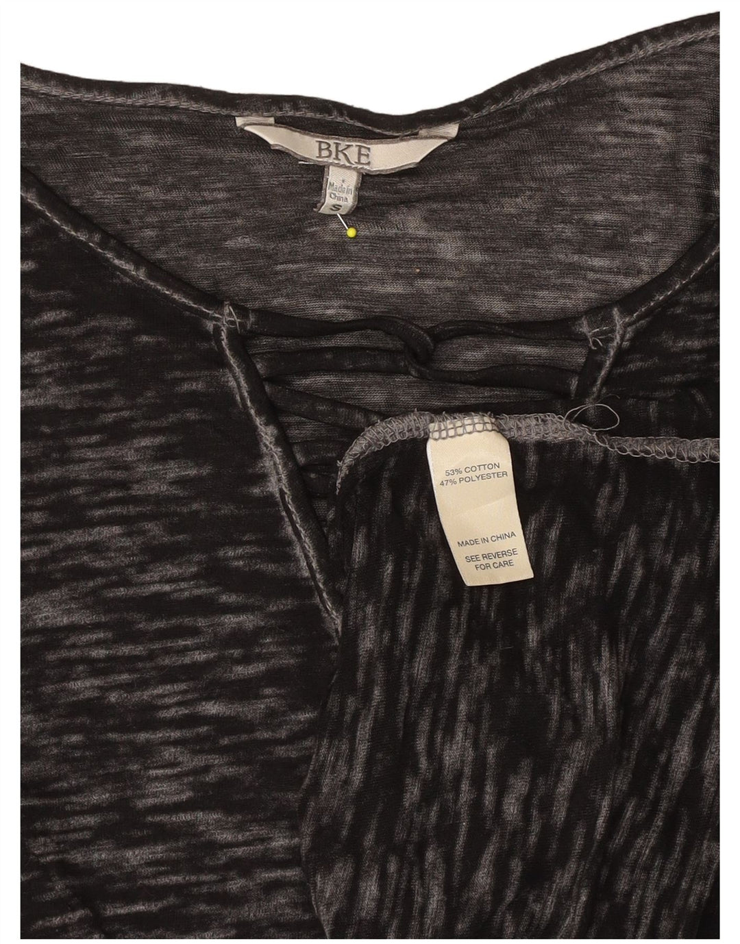 Durchsichtiges T-Shirt-Oberteil für Damen von BKE, Gr. 10, Größe S, schwarz, gesprenkelte Baumwolle