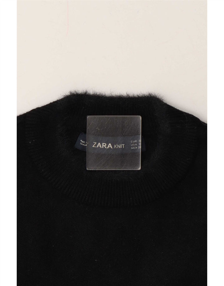 Zara Damen Kurzarm-Crop-Top UK 10 Small Schwarz
