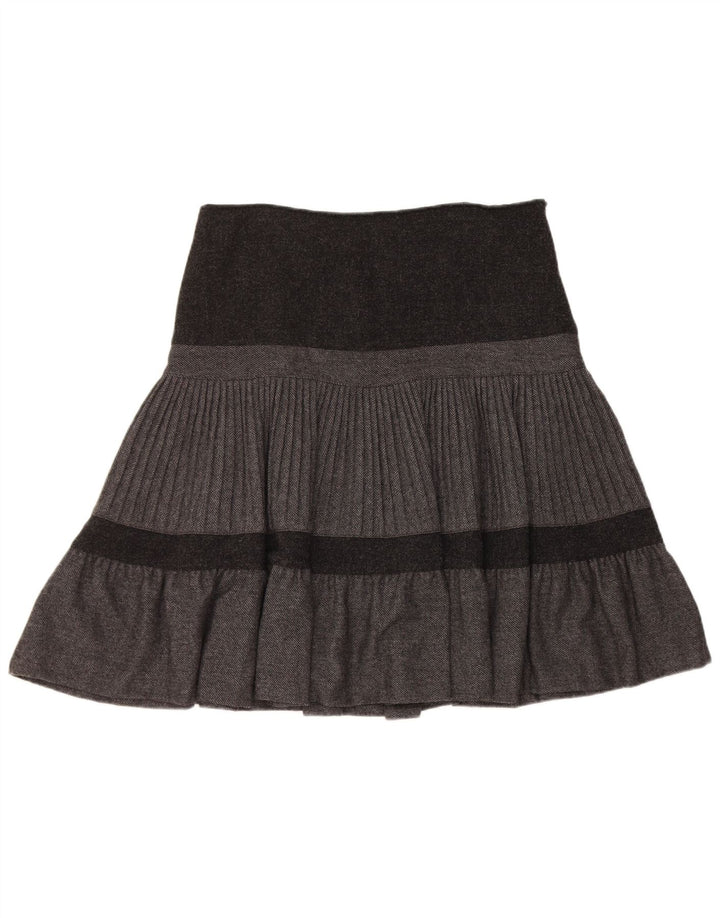 Benetton Damen A-Linien-Rock W32 Large Grau Colourblock
