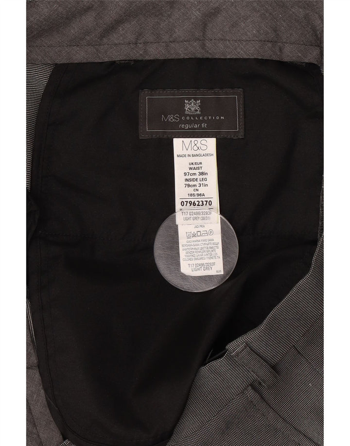 Marks & Spencer Herren-Anzughose in normaler Passform, W38, L31, grau, Polyester