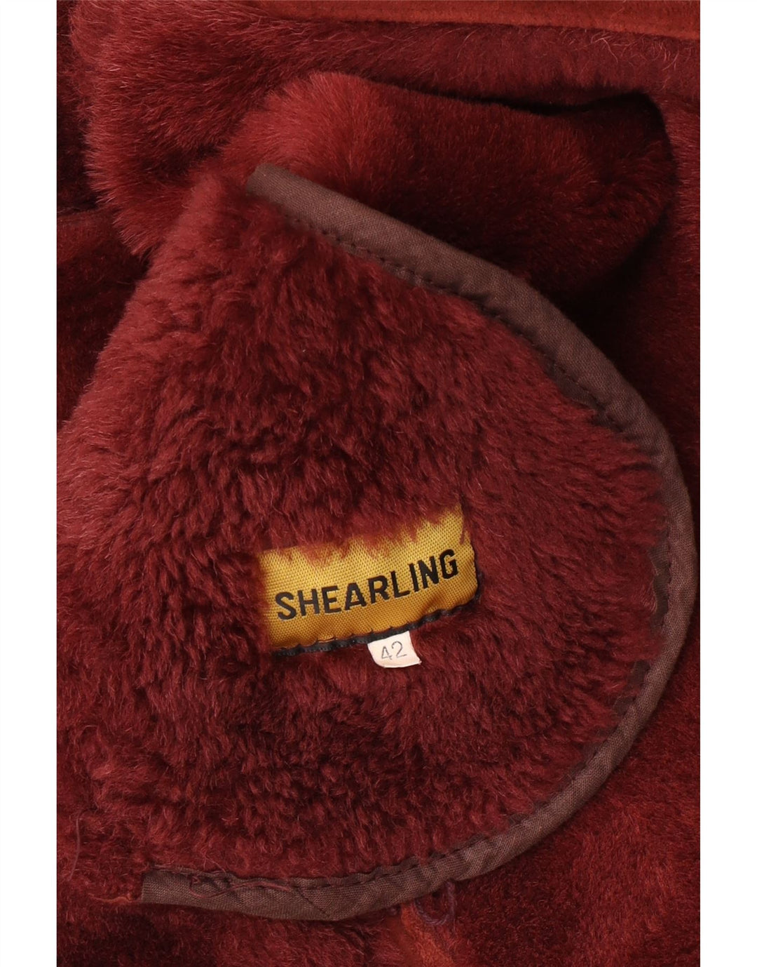 Vintage Damen Shearling Jacke IT 42 Medium Burgunder Shearling