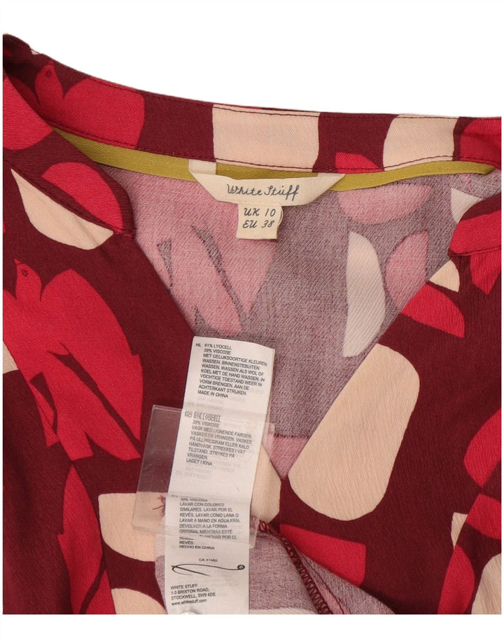 White Stuff Damen-Blusenoberteil in Übergröße, Gr. 10, klein, Burgunderrot, geometrisch