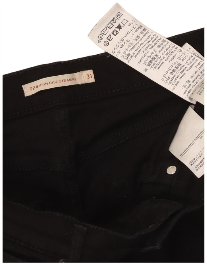 LEVI'S Damen 724 High Rise Straight Jeans W31 L31 Schwarze Baumwolle